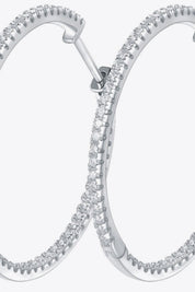 Adored Inlaid Moissanite 925 Sterling Silver Hoop Earrings | Silver Hoops Daverri Fashions