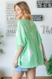 HOPELY Star Pattern Oversized Waffle T-Shirt | T-Shirts Daverri Fashions