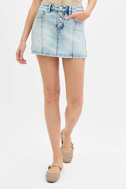 RISEN Full Size High Rise Button Down Skorts Plus Size | Denim Skirts Daverri Fashions