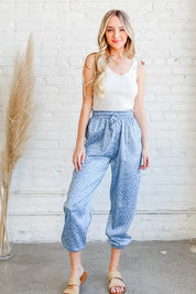 And The Why Satin Leopard Print Joggers | Daverri Fashions