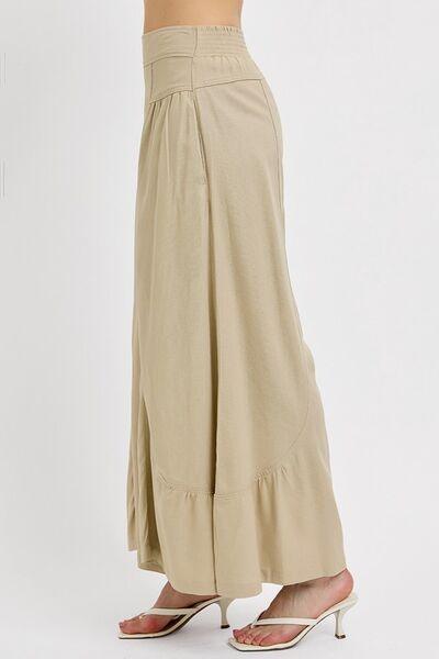 RISEN Shirring Detail Wide Leg Pants | Pants Daverri Fashions