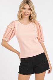 Mittoshop Frill Round Neck Half Sleeve Blouse | Blouses Daverri Fashions