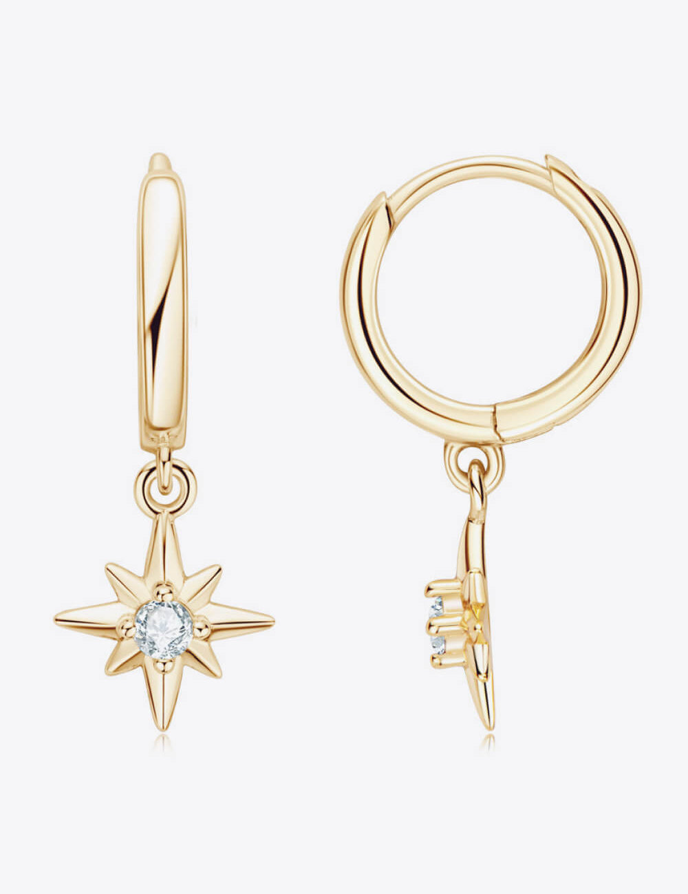 Gold One Size Moissanite Star Drop Earrings | Earrings Daverri Fashions