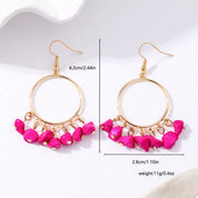 18K Gold-Plated Hoop Earrings with Tassel Beads | Earrings Daverri Fashions