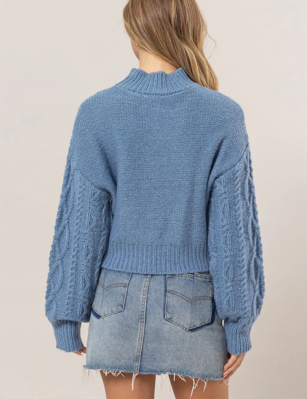 HYFVE Cable-Knit Mock Neck Dropped Shoulder Sweater | Sweaters Daverri Fashions