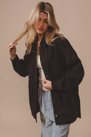 BiBi Button Up Washed Jacket with Pockets | Daverri Fashions