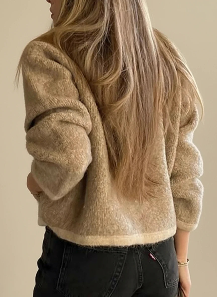 Textured Knit Cardigan with Gold Buttons | Cardigans Daverri Fashions