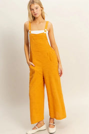 HYFVE Light Orange Textured Wide Leg Overall | Overalls Daverri Fashions