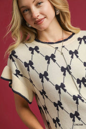 Umgee Bow Knit Ruffle Sleeve Sweater | Sweaters Daverri Fashions