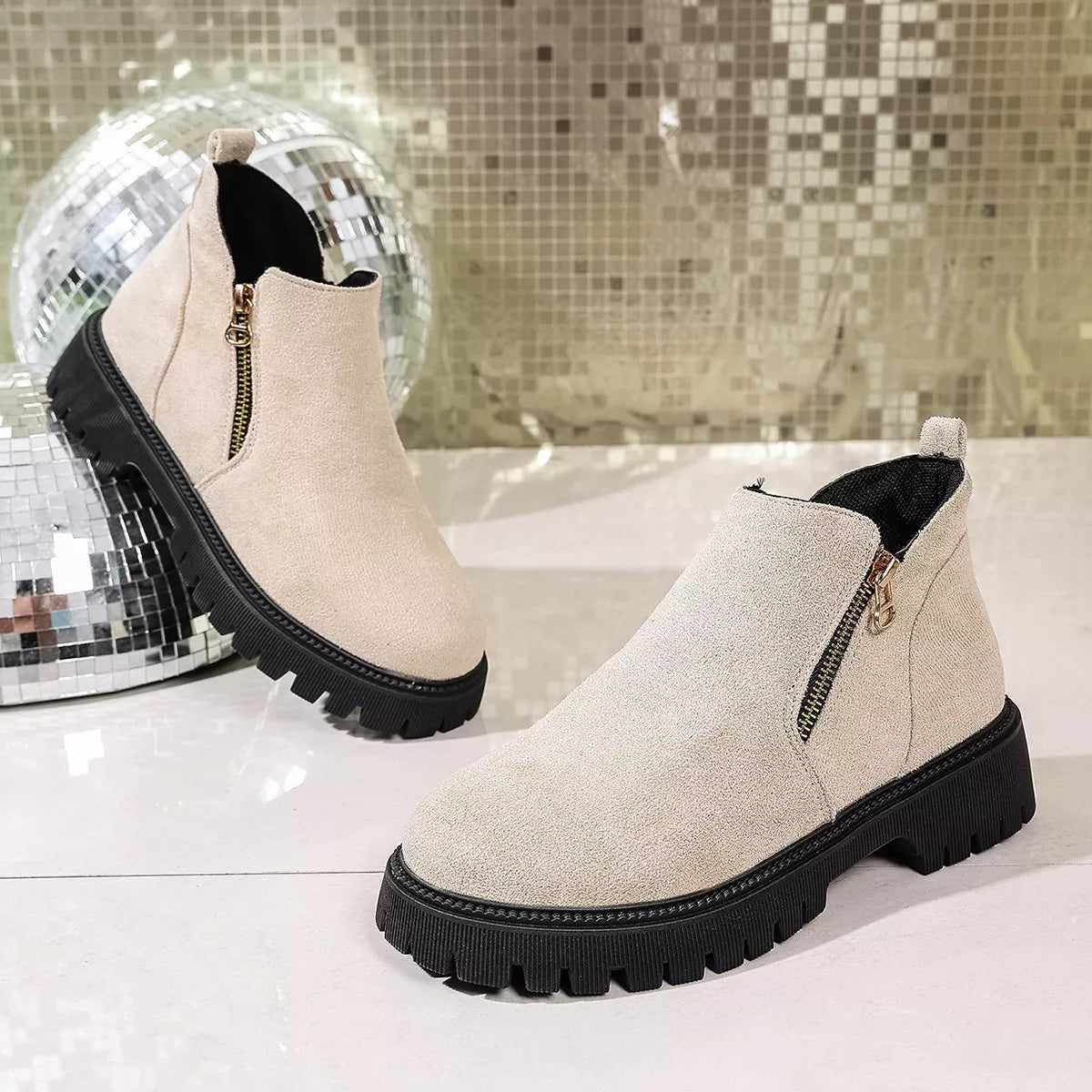 Bria Round Toe Side Zip Ankle Boots | Boots Daverri Fashions