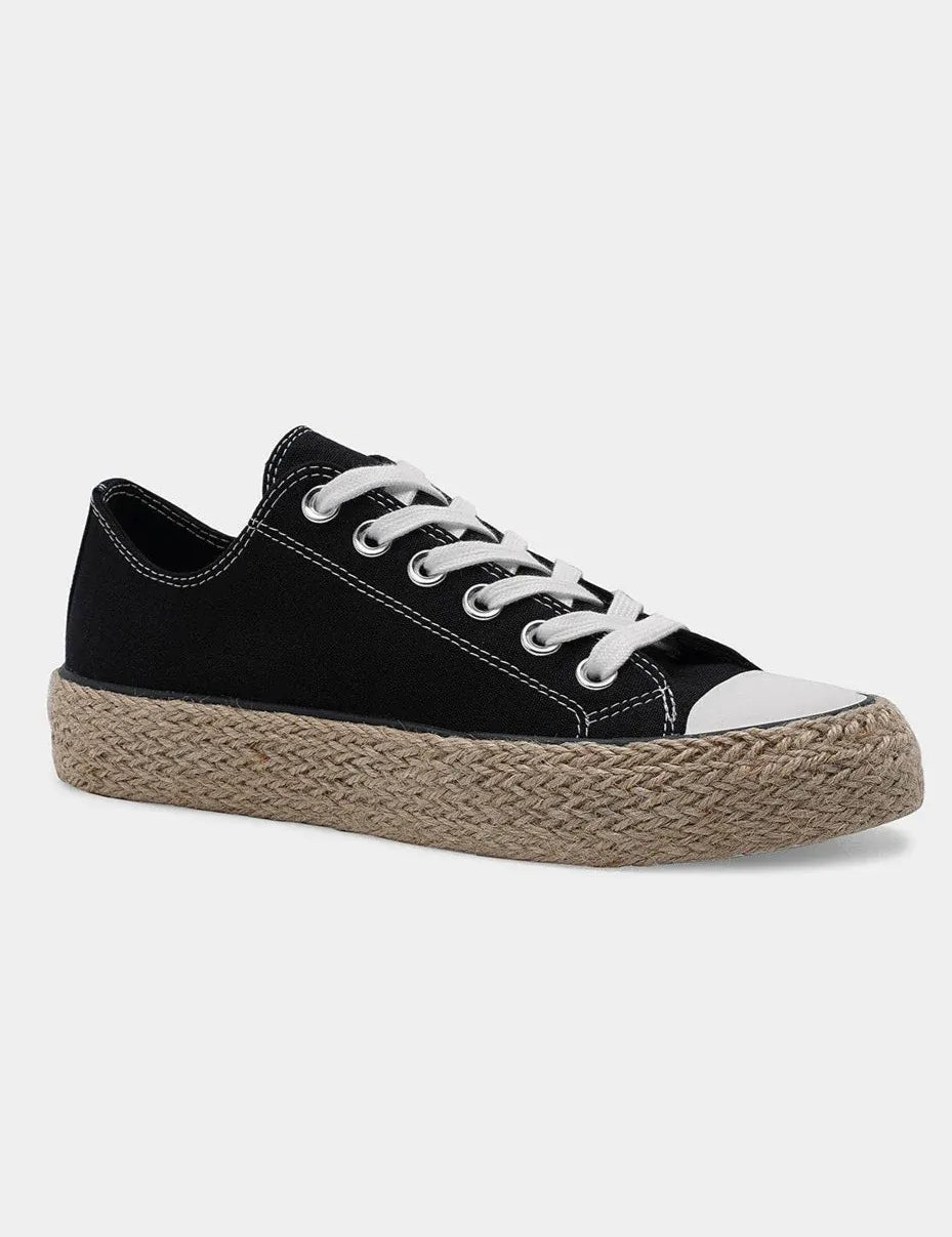 Beast Fashion Lace Up Woven Espadrille Sole Sneakers | Sneakers Daverri Fashions