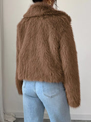 Fuzzy Zip Up Cropped Jacket | Jackets Daverri Fashions