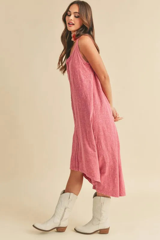 Aemi + Co High-Low Hem Scoop Neck Midi Tank Dress | Daverri Fashions