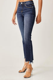 Risen Full Size Frayed Hem Cropped Straight Jeans | Jeans Daverri Fashions