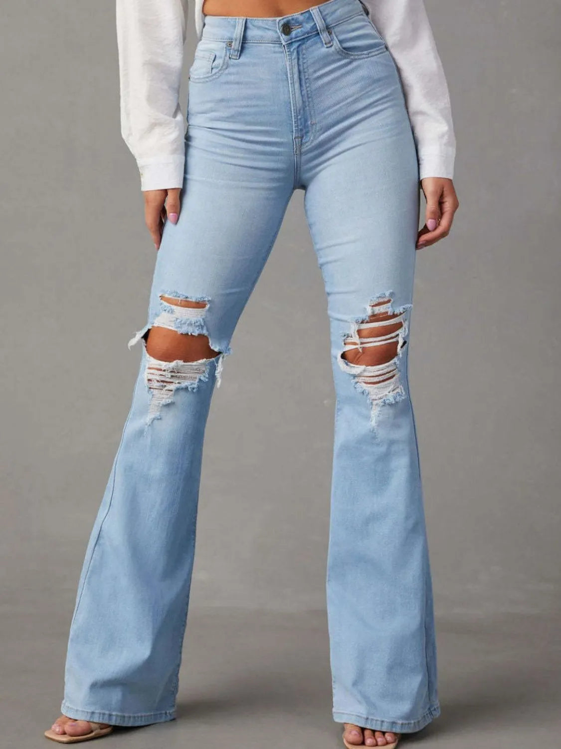 Distressed Jeans with Pockets | Jeans Daverri Fashions