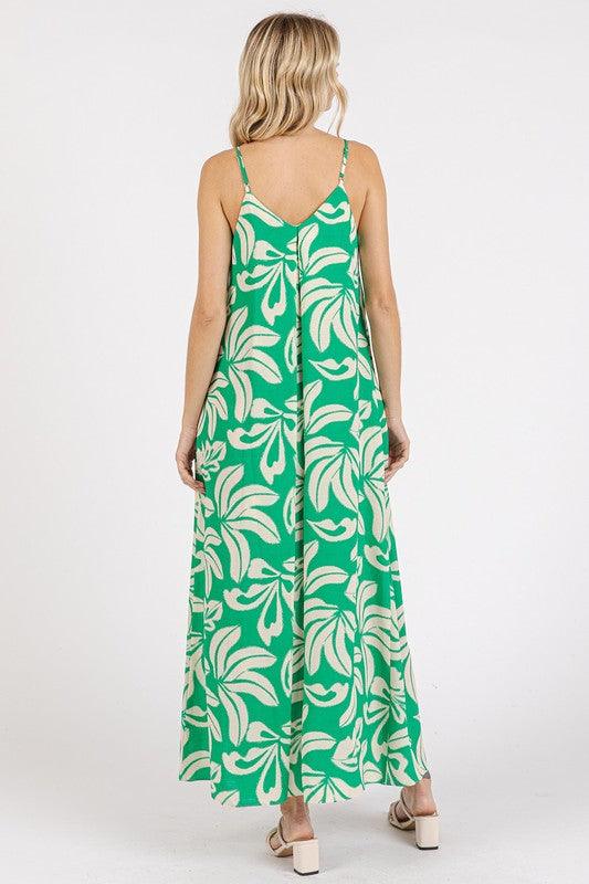Mittoshop Printed V-Neck Maxi Cami Dress with Pockets | Daverri Fashions