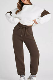 Drop Shoulder Loose Sweatshirt and Joggers Active Set | Loungewear sets Daverri Fashions