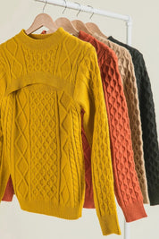 BiBi Cable-Knit Sweater with Cut Out Chest Detail | Daverri Fashions