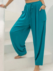 Drawstring Pocketed Pants | Loungewear Bottoms Daverri Fashions