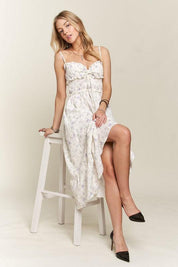 ADORA Smocked Floral Sweetheart Neck Cami Dress | Daverri Fashions