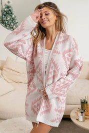 IVORY BiBi Aztec Pattern Open Front Cardigan | Cardigans Daverri Fashions