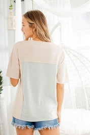 Heimish Contrast Round Neck Short Sleeve T-Shirt | T-Shirts Daverri Fashions