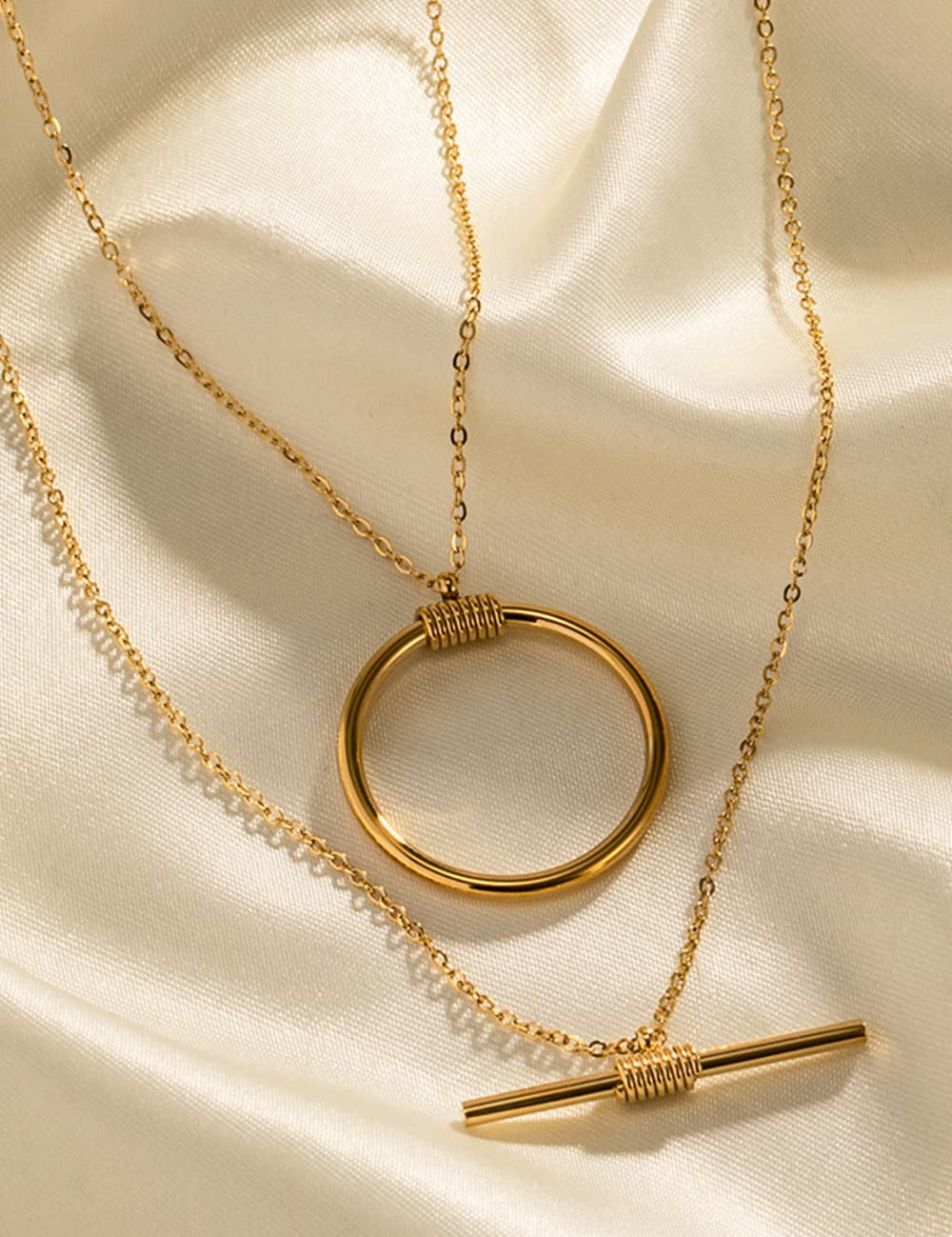 Gold One Size Double-Layered Stainless Steel Necklace | Necklaces Daverri Fashions