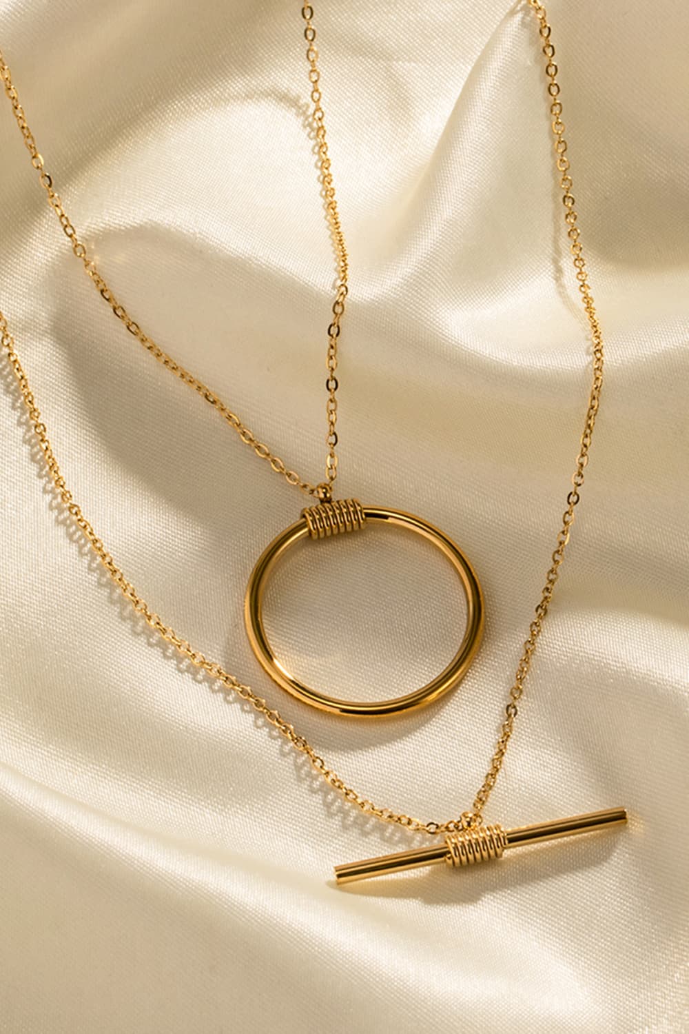 Gold One Size Double-Layered Stainless Steel Necklace | Necklaces Daverri Fashions