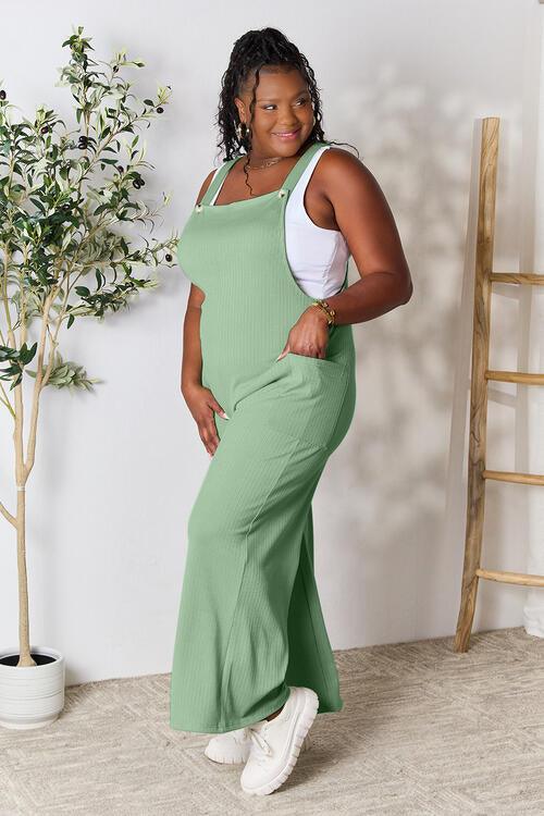 Double Take Full Size Wide Strap Overall with Pockets | Overalls Daverri Fashions