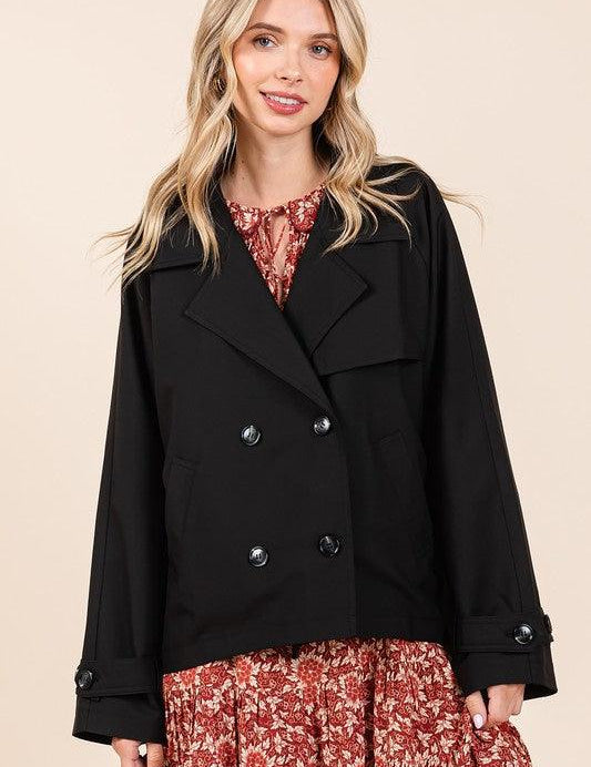 Mittoshop Double Breasted Long Sleeve Trench Coat Jacket | Coats Daverri Fashions