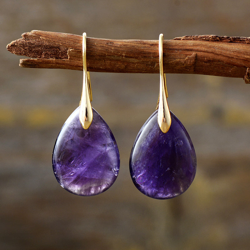 Violet One Size Crystal Dangle Earrings | Earrings Daverri Fashions