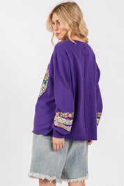 SAGE+FIG Peace Applique Patch Long Sleeve Top | Tops Daverri Fashions