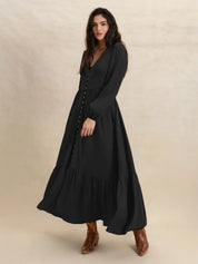 V-Neck Long Sleeve Dress | Daverri Fashions