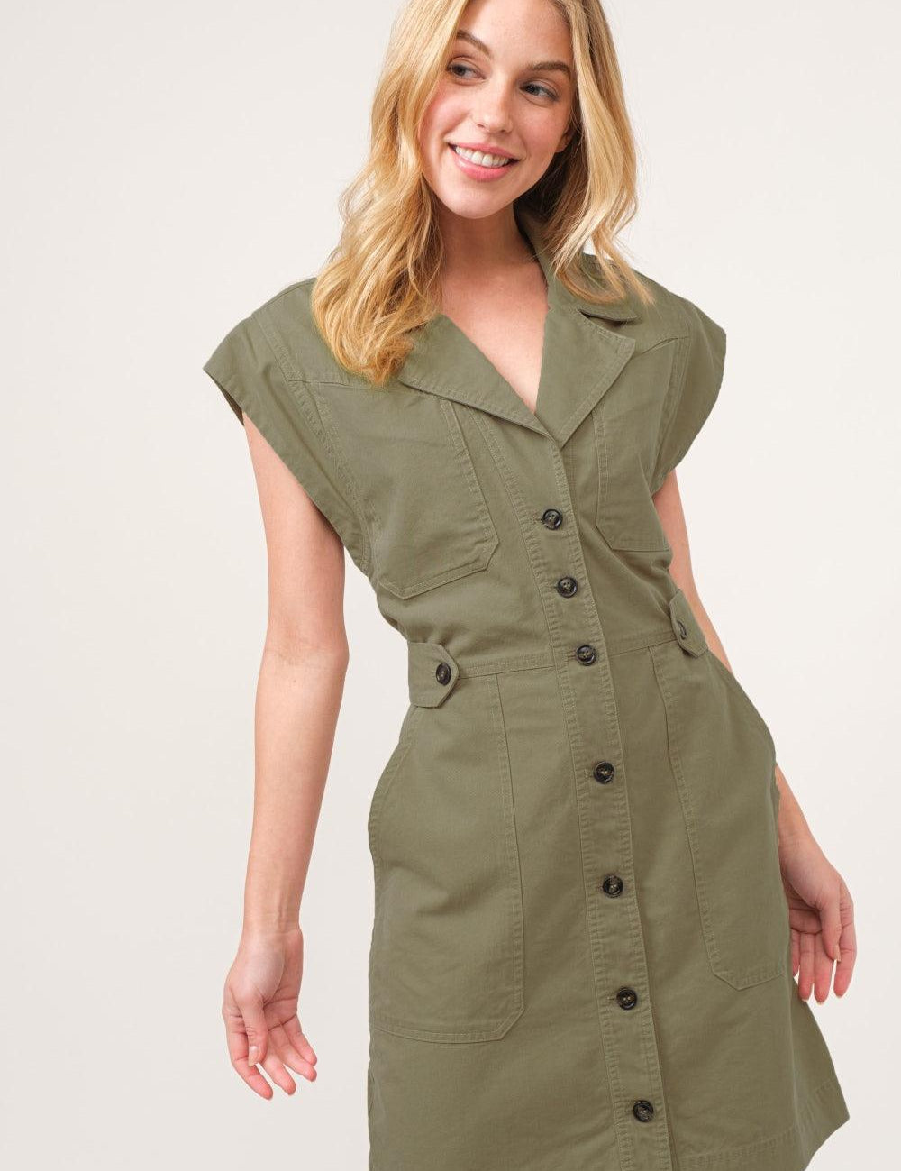 Olive And The Why Button Up Sleeveless Dress | Daverri Fashions