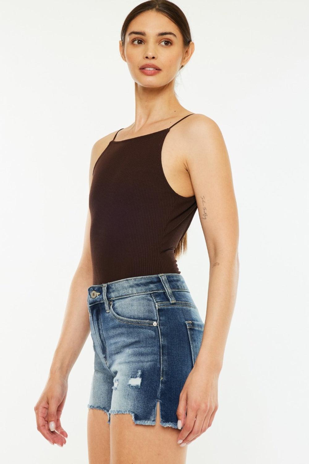 Kancan High Waist Raw Hem Denim Shorts | Denim Shorts Daverri Fashions