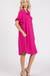 Mittoshop Button Down Flounce Sleeve Dress with Pockets | Daverri Fashions