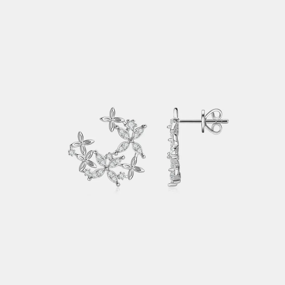 925 Sterling Silver Moissanite Lucky Clover Earrings | Sterling Silver Earrings Daverri Fashions