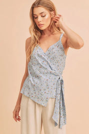 Aemi + Co Ditsy Floral Surplice Adjustable Straps Cami | Daverri Fashions