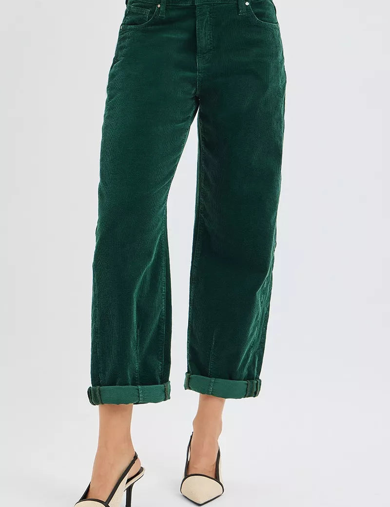 RISEN High Rise Crop Barrel Cordurory Pants | Pants Daverri Fashions