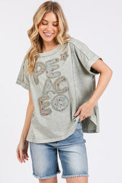 Mittoshop PEACE Round Neck Short Sleeve T-Shirt | T-Shirts Daverri Fashions