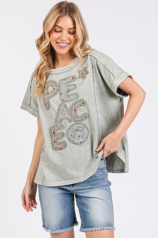 Mittoshop PEACE Round Neck Short Sleeve T-Shirt | T-Shirts Daverri Fashions
