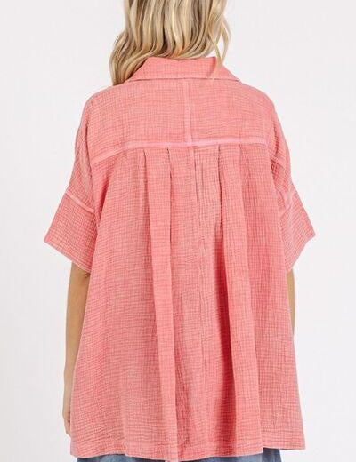 Mittoshop Mineral Wash Gauze Oversized Short Sleeve Shirt | Shirts Daverri Fashions