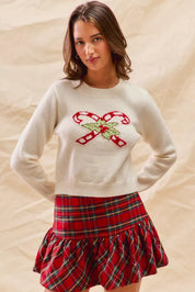 SO ME Christmas Candy Cone Cropped Sweater | Sweaters Daverri Fashions