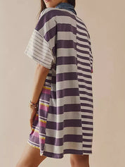 Striped Oversized Half Button Shirt Dress | Mini Dresses Daverri Fashions