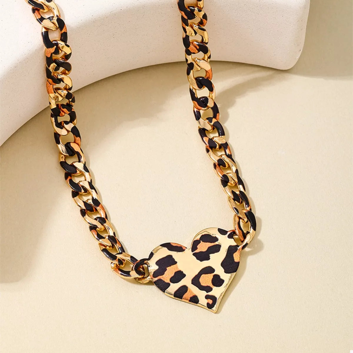 Leopard Heart Chain Necklace | Necklaces Daverri Fashions