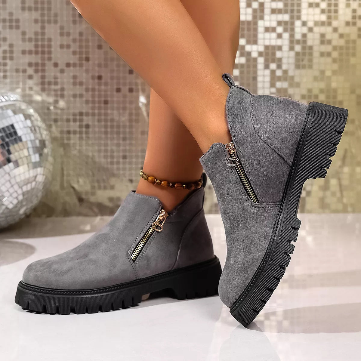 Bria Round Toe Side Zip Ankle Boots | Boots Daverri Fashions