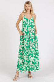 Mittoshop Printed V-Neck Maxi Cami Dress with Pockets | Daverri Fashions