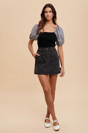 Black Annie Wear Cargo Denim Mini Skirt | Denim Skirts Daverri Fashions