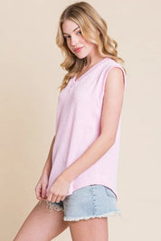 BOMBOM Rib Knit V-Neck Tank | Daverri Fashions