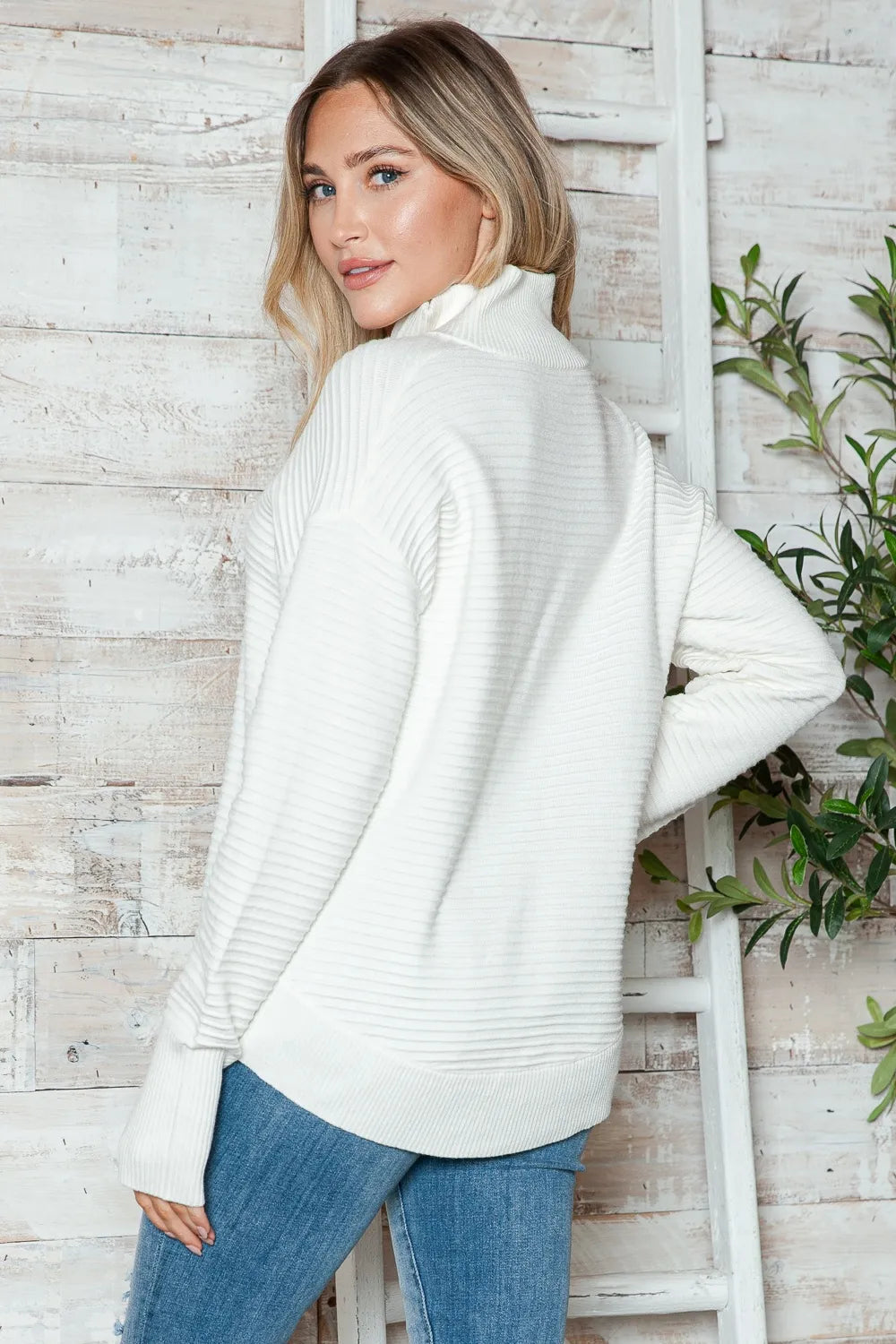 Half Zip Long Sleeve Knit Top | Knit Tops Daverri Fashions